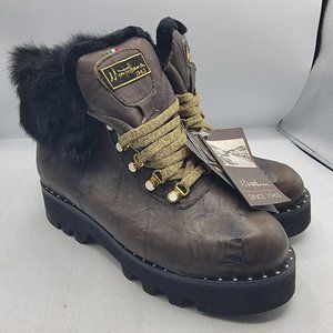 Montelliana 1965 Women Size 37 Brown Boots Faux Fur Ankle Fashion Casual Vibram